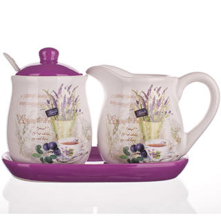 Cană din ceramică pentru lapte şi zaharniţă Lavender, BANQUET 1