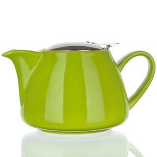 Ceainic din ceramică cu capac din inox şi sită Bonnet culoare verde BANQUET