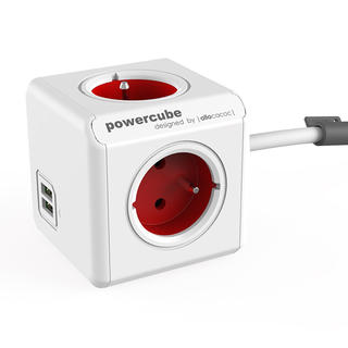 Prelungitor PowerCube Extended USB roşu