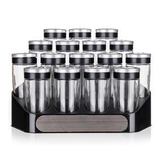 Set recipiente mirodenii ALTIMA cu suport negru, 17 piese 1