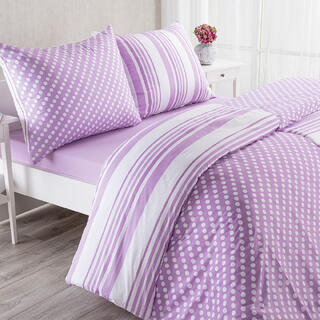 Lenjerie de pat din microfibră family PALOMINO, violet, cu cearceafuri jersey, 6 piese 1