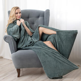 Pătură-halat din micropluş gri, 150 x 180 cm 1