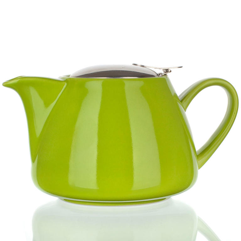 Ceainic din ceramică cu capac din inox şi sită Bonnet culoare verde BANQUET 1