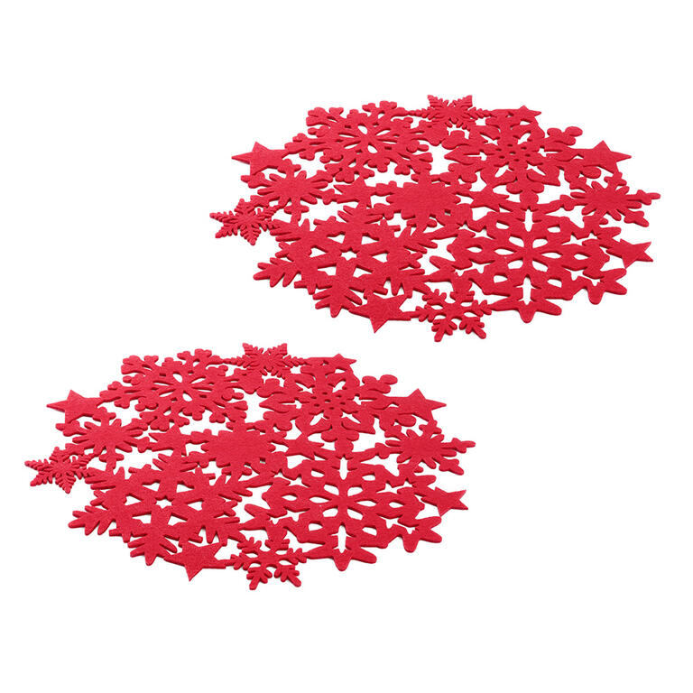 Mileuri rotunde din fetru cu motiv de Crăciun, roşii, 38 cm, 2 buc 1