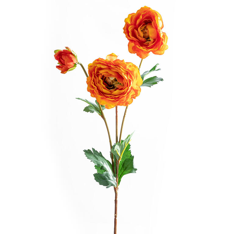 Floare RANUNCULUS ÎNFLORIT oranj, 66 cm, 3 ramuri 1