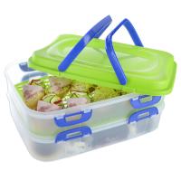 Cutie portabilă din plastic pentru alimente, 2 tăvi 2