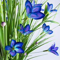 Mănunchi de iarbă ornamentală, flori albastre, 70 cm 3